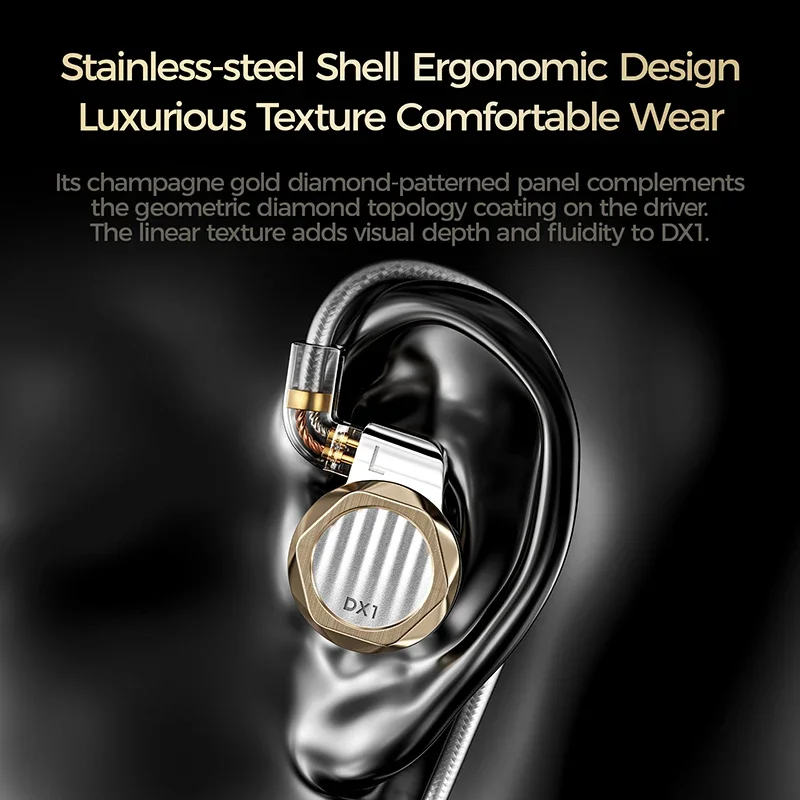 LETSHUOER DX1 Earphone In-Ear 11Mm Monitor HiFi Driver Dinamis Berlapis Nanopartikel Aloi Aluminium-Magnesium