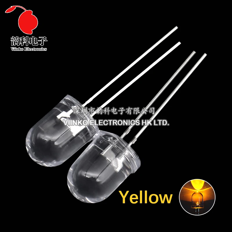 10pcs F10 10mm LED 5 Colors Red Blue Yellow Green White Transparent 20mA 0.75W Ultra Bright Round LED Light Emitting Diode Lamp