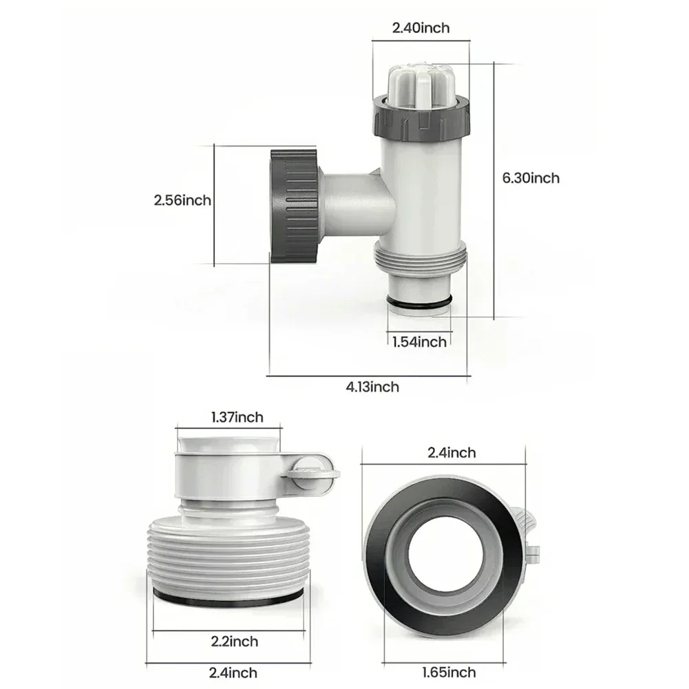 Pool Plunger Valve 1.25" To 1.5" Type B Hose Adapter For Intex Tank Replacement Compatible Swimming Accessories