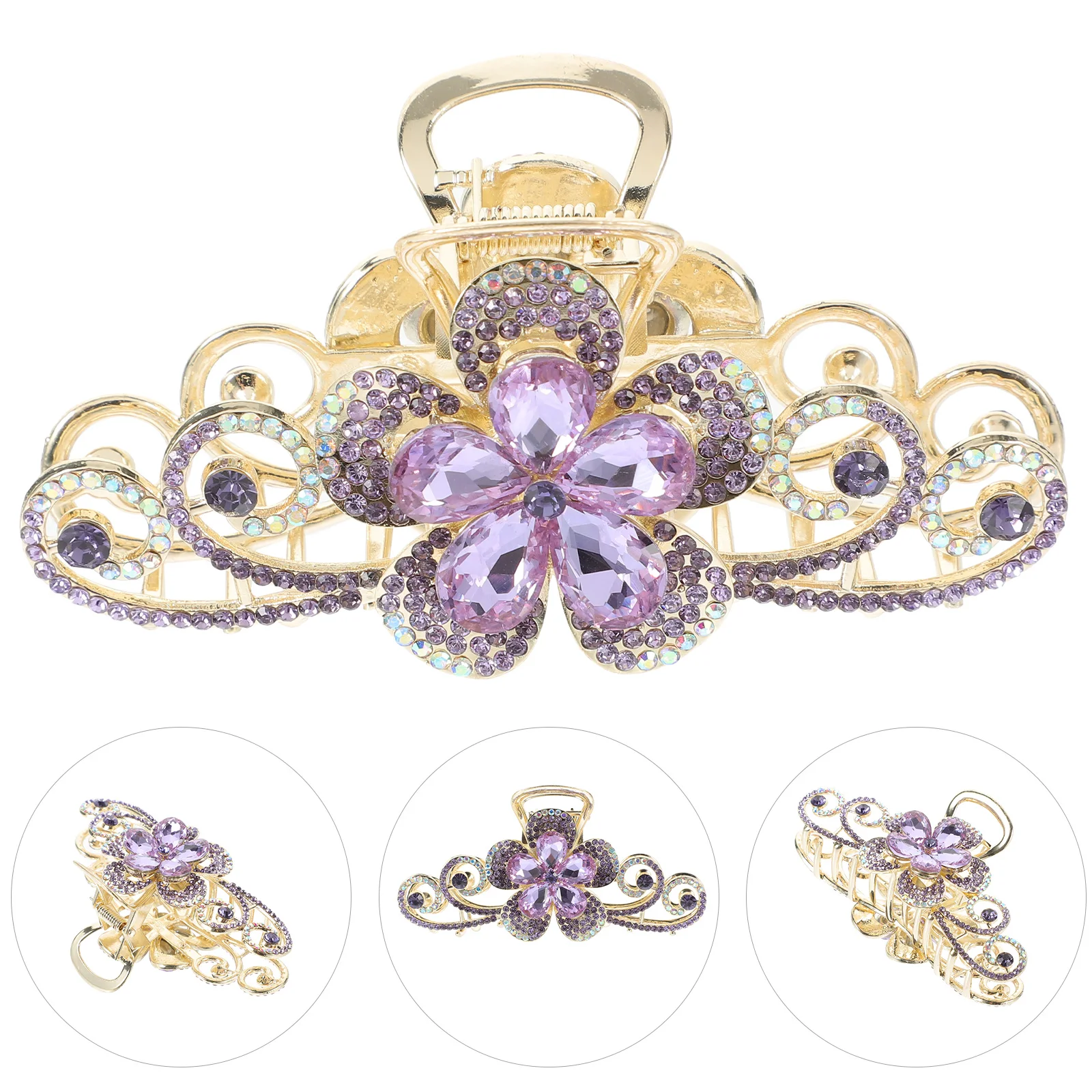 

Large Clip Rhinestone Jaw Clips For Hair Alloy Flower Design Jaw Clips for Thick Hair Women Updos Braids Durability