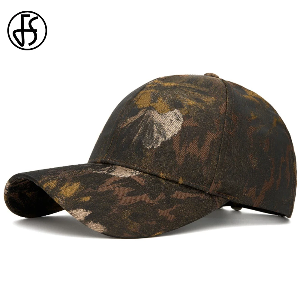 FS 2026 New Fashion Leaf Print Baseball Cap Brown Blue Summer Sunshade Trucker Hats Brand Women Men Designer Hat Gorras Mujer