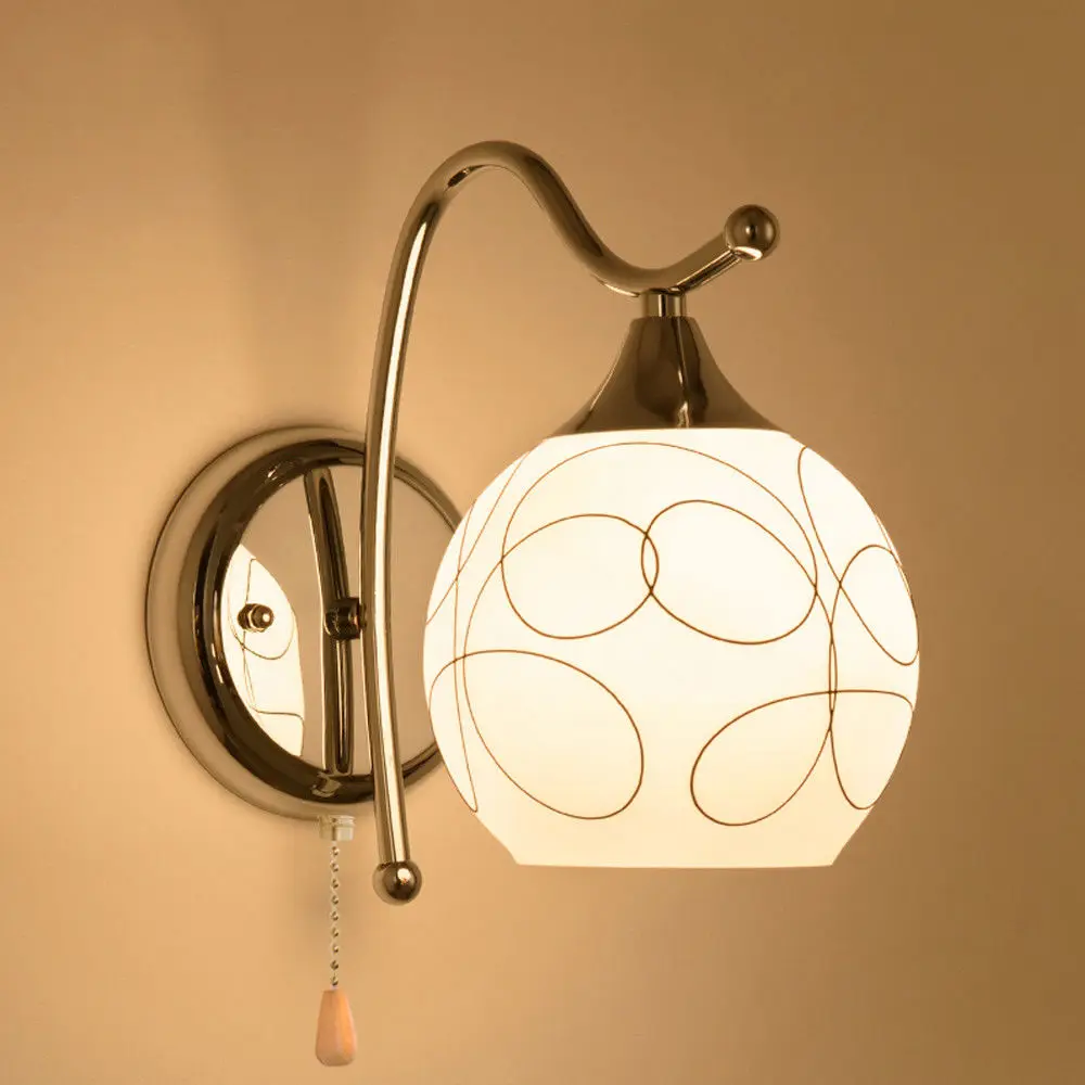 Lámpara Led moderna de cristal para pared, accesorio de iluminación con interruptor para pasillo, porche y dormitorio