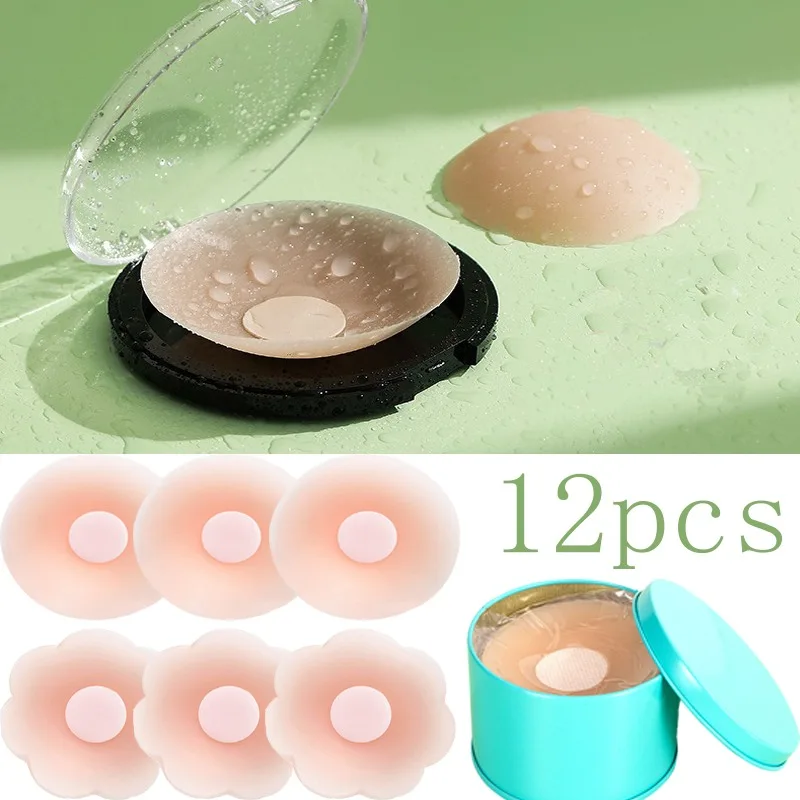 

Women Silicone Petal Adhesive Nipple Stickers 6Pair Anti-bump Pad Lift Cover Invisible Reusable Bra Chest Sticker Breast Pad