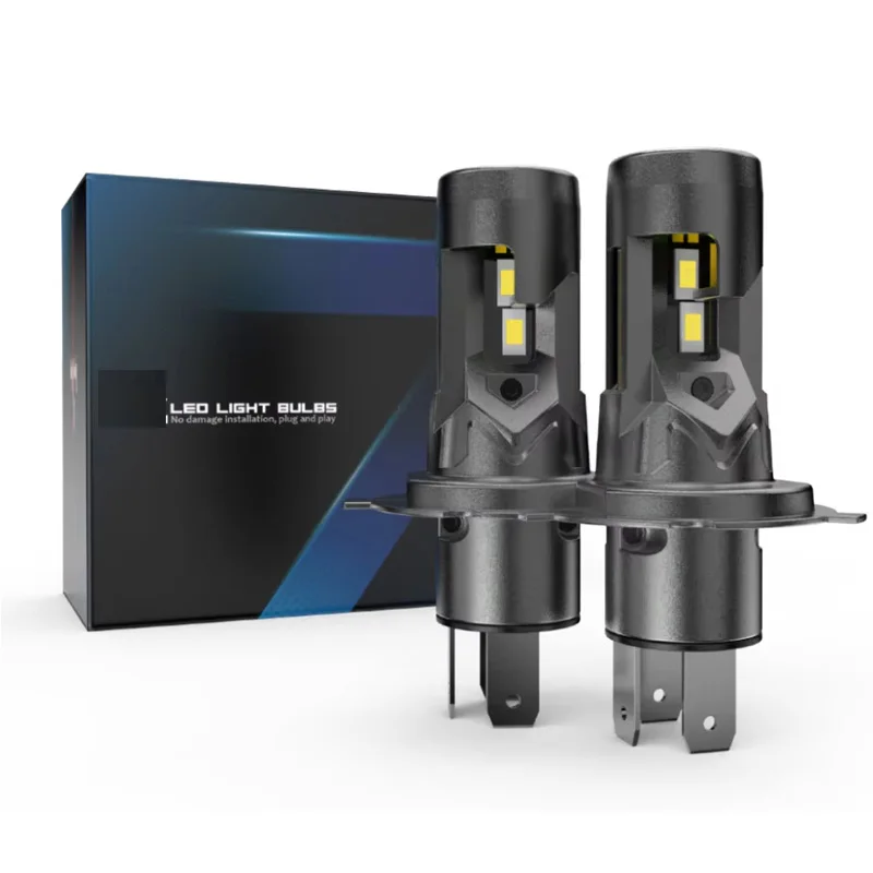 

2Pcs 80W H4 High Power LED Car Headlight Canbus No Error High Low Beam With Dual Turbo Fan H4 12V 6500K 1:1 Size LED Bulb