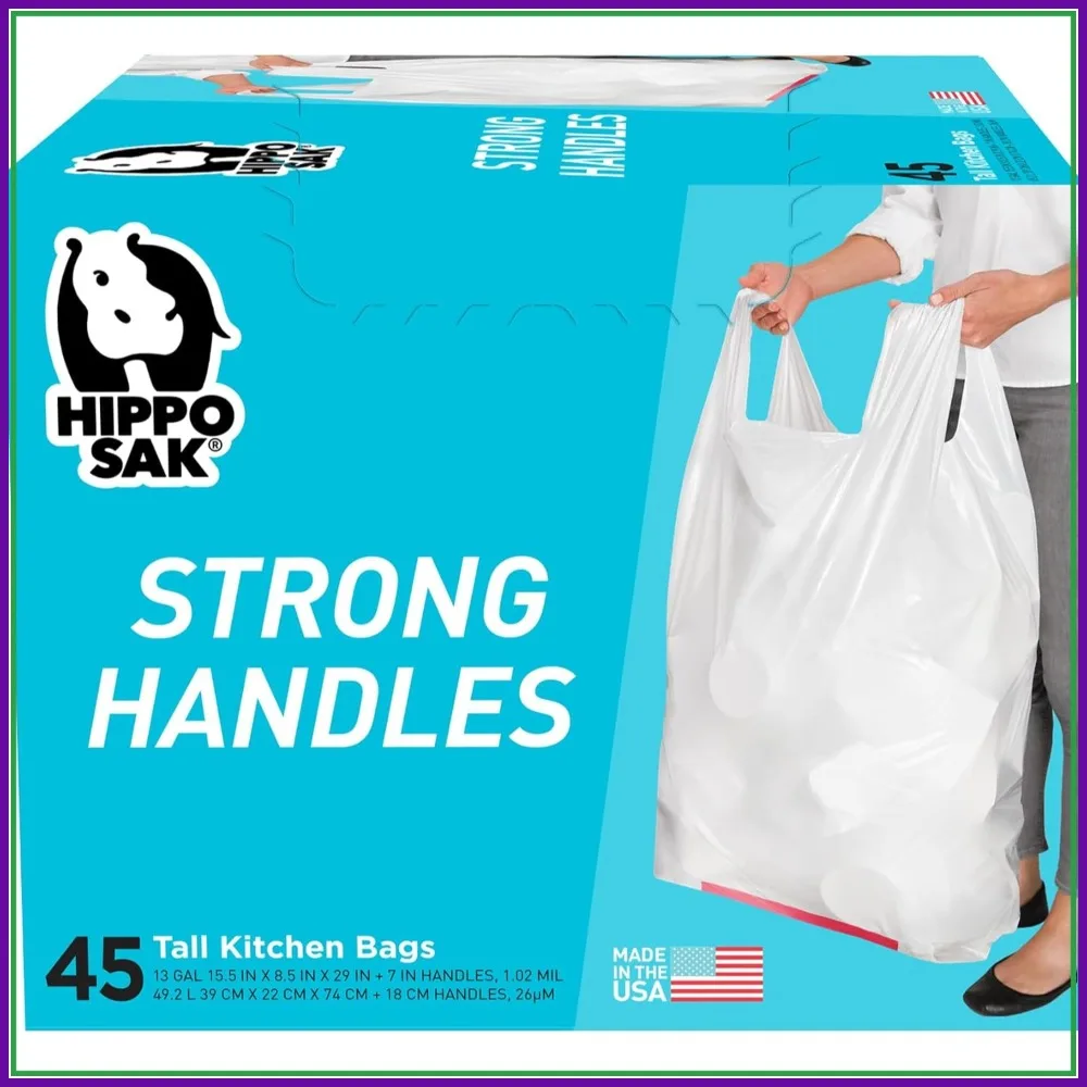 

13 Gallon Tall Kitchen Trash Bags with Handles - 45 Count, Strong & Leak-Proof