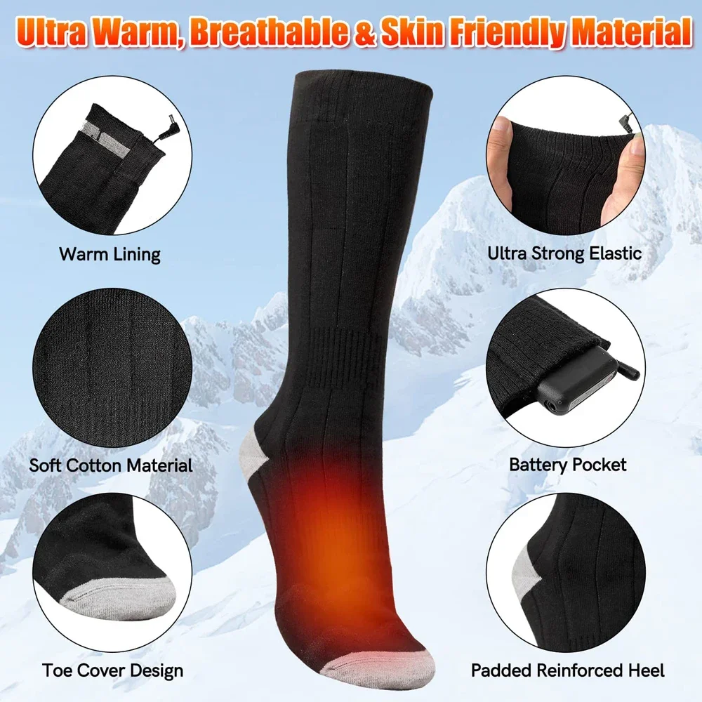 Heated Sox Winters Ski Breathable Usb Rechargeable Battery Electric Thermal Heated Socks With Remove Control