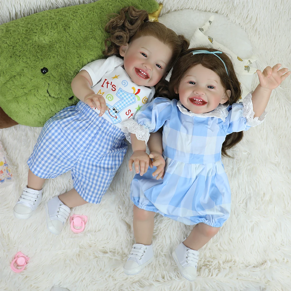 60CM realistische pasgeboren babypop herboren zachte siliconen pop Mila Twins meisje met 3D huid zichtbare aderen kerstverrassingsgeschenken