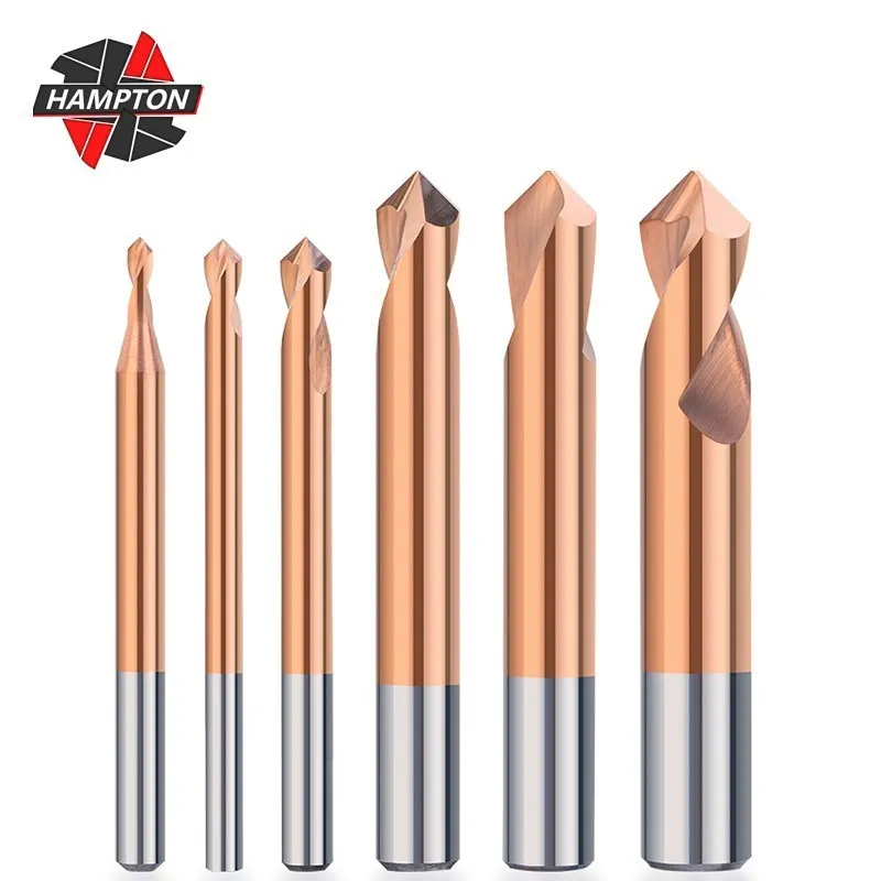 

Chamfer Mill Two Flute 90 Degrees Carbide Spot Drill Bit Spiral Flute Super Coated Chamfering Cutter Drilling Tools