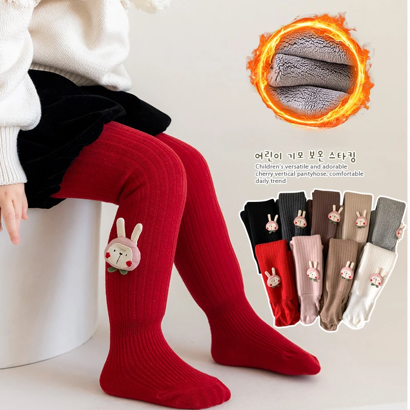 Collant natalizi per bambini Leggings invernali in pile per bambini ragazze cartone animato spesso principessa accogliente morbido collant termici