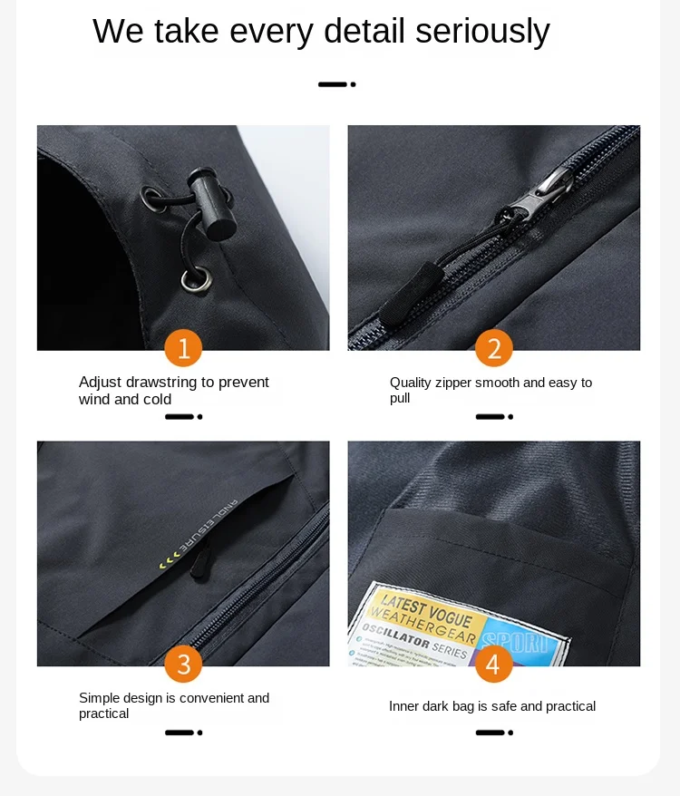 Spring Autumn Men's Windbreaker Outdoor Windproof Waterproof Hiking and Camping Multi Pocket Tactical Coat Men's Hooded Jacket