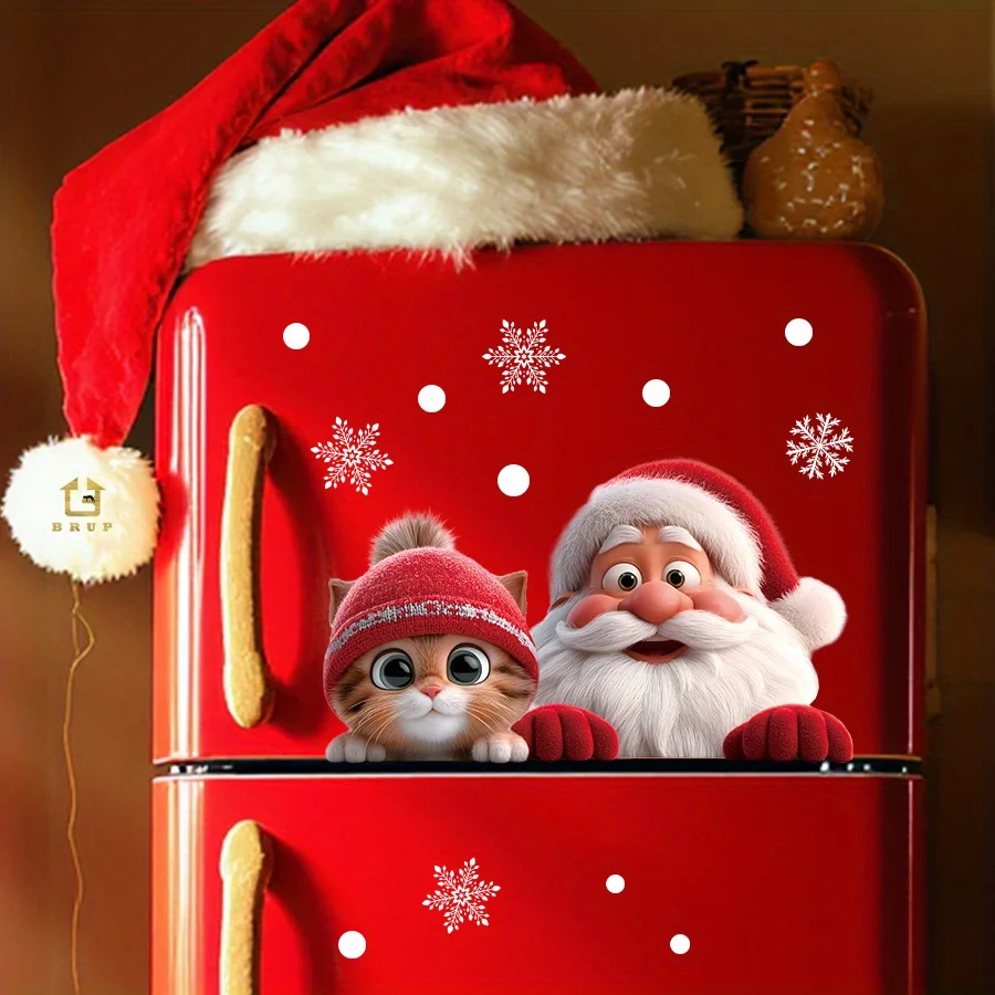 1 قطعة سانتا كلوز الزجاج ملصق للإزالة ثابت تتشبث الديكور لغرفة المعيشة مدخل الممر نافذة يتمسك الديكور #5