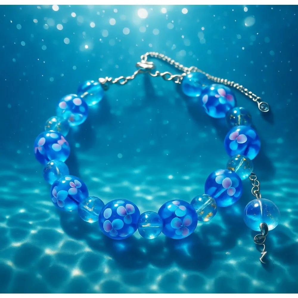

Браслеты и ожерелья ручной работы с бусинами-светлячками, светящимися в темноте, с цветочными бусинами из муранского стекла и хрустальными браслетами-бэнглами