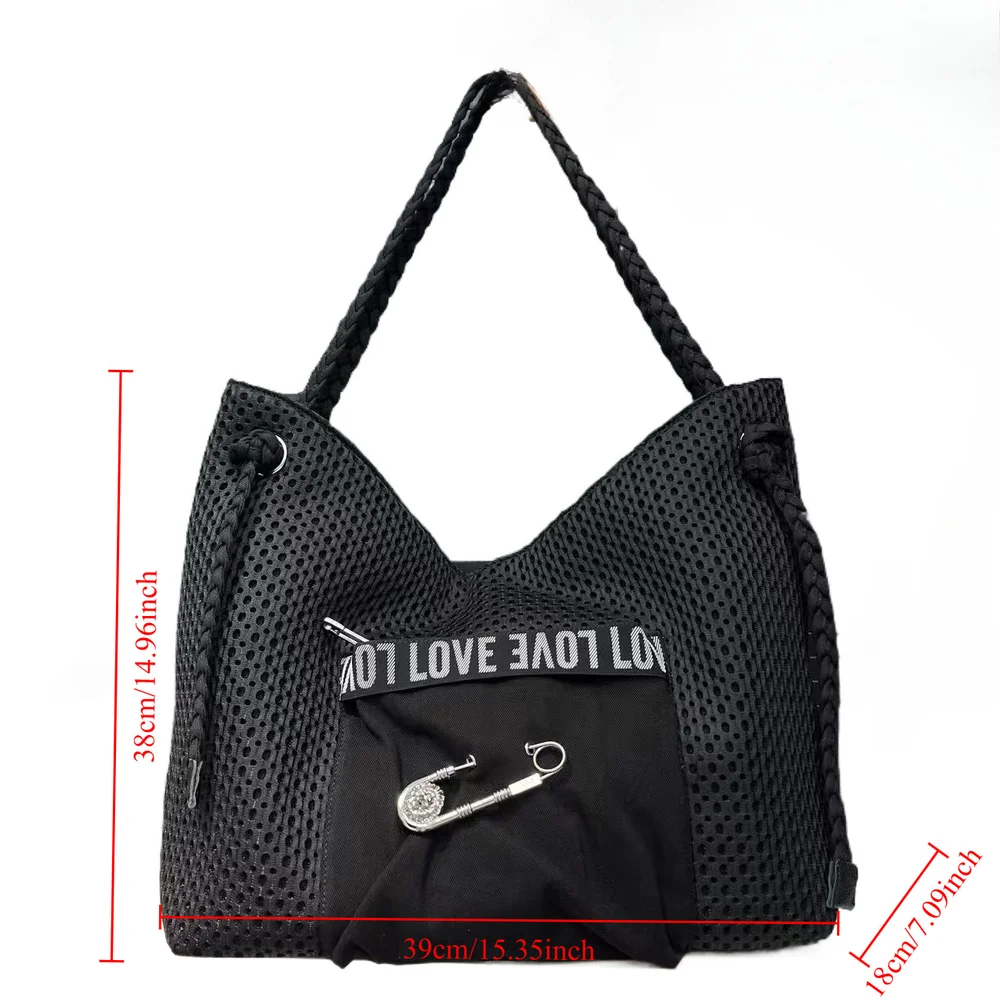 

Ladies' casual Korean version new large bag woven shoulder strap diagonal cross personalized large pin tote bag