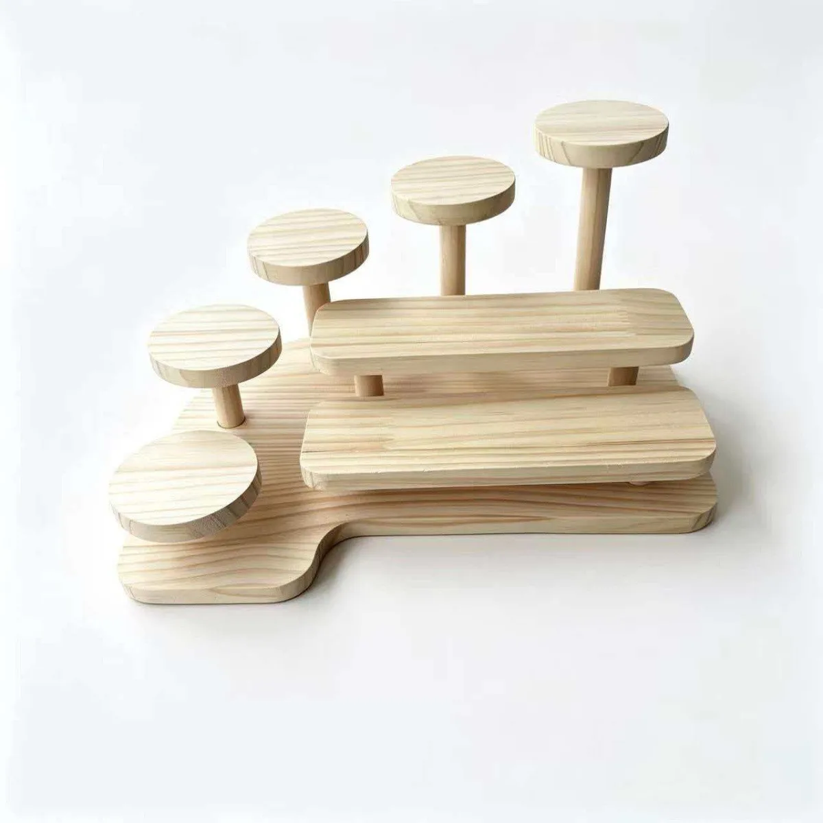 Multi-layer Solid Wood Tabletop Tiered Display Shelf For Succulent Figurines, Perfume Dolls, And Other Merchandise