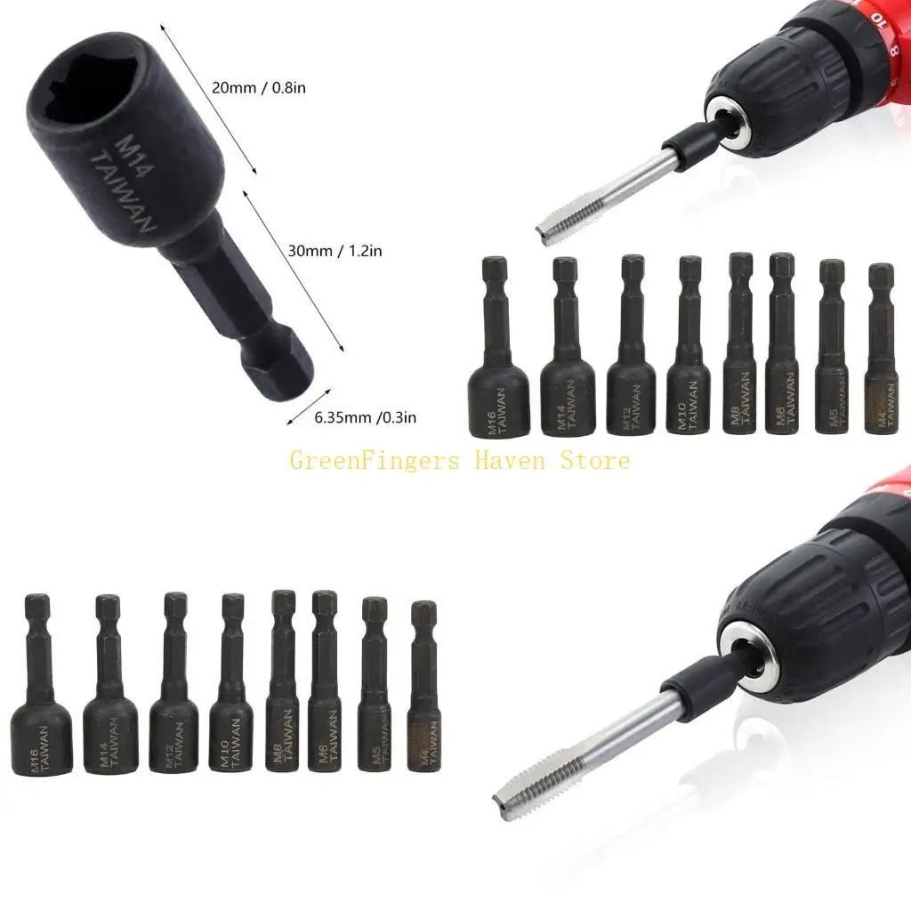 

F68D 8 Pieces Tap Die Socket Adapter for Machine Taps/Wind Batches Wear Resistance