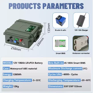 12V LiFePO4 100Ah 200Ah 140Ah 24V Accu Pack Draagbaar USB PD 2560Wh 6000+ Cycli Bluetooth BMS 12.8V Lithium Batterij EU Voorraad