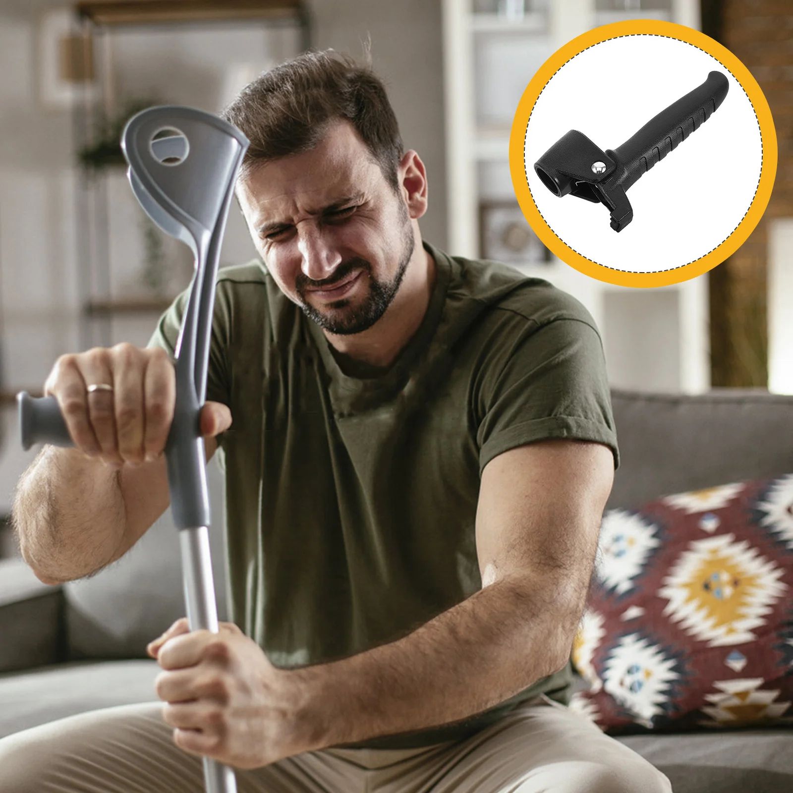 

Ergonomic Cane Handle Aid Nonslip Grip Senior Mobility Support Universal Fit Walking Stick Holder Easy Stand Up