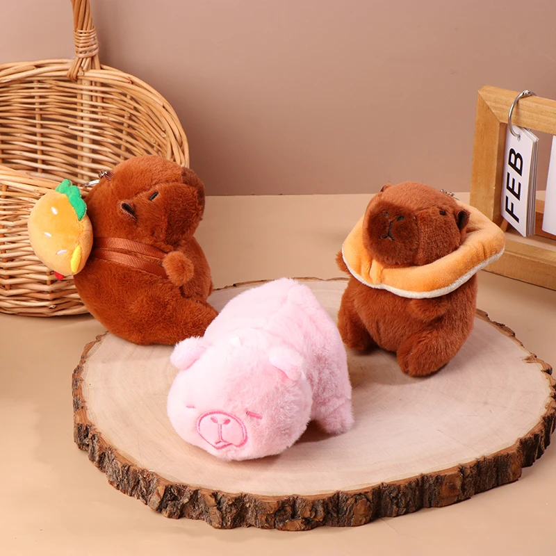 1PCS Kreative Flip Capybara Anhänger Plüsch Puppe Schlüsselbund Cartoon Capybara Stofftier Schlüsselring Plüsch Spielzeug Rucksack Hängen Dekor