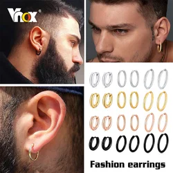 Vnox 1 Pair Multiple Sizes Circle Hoop Earrings for Men Women, Anti Allergy Stainless Steel Geometry Round Ear Clip Gift Jewelry