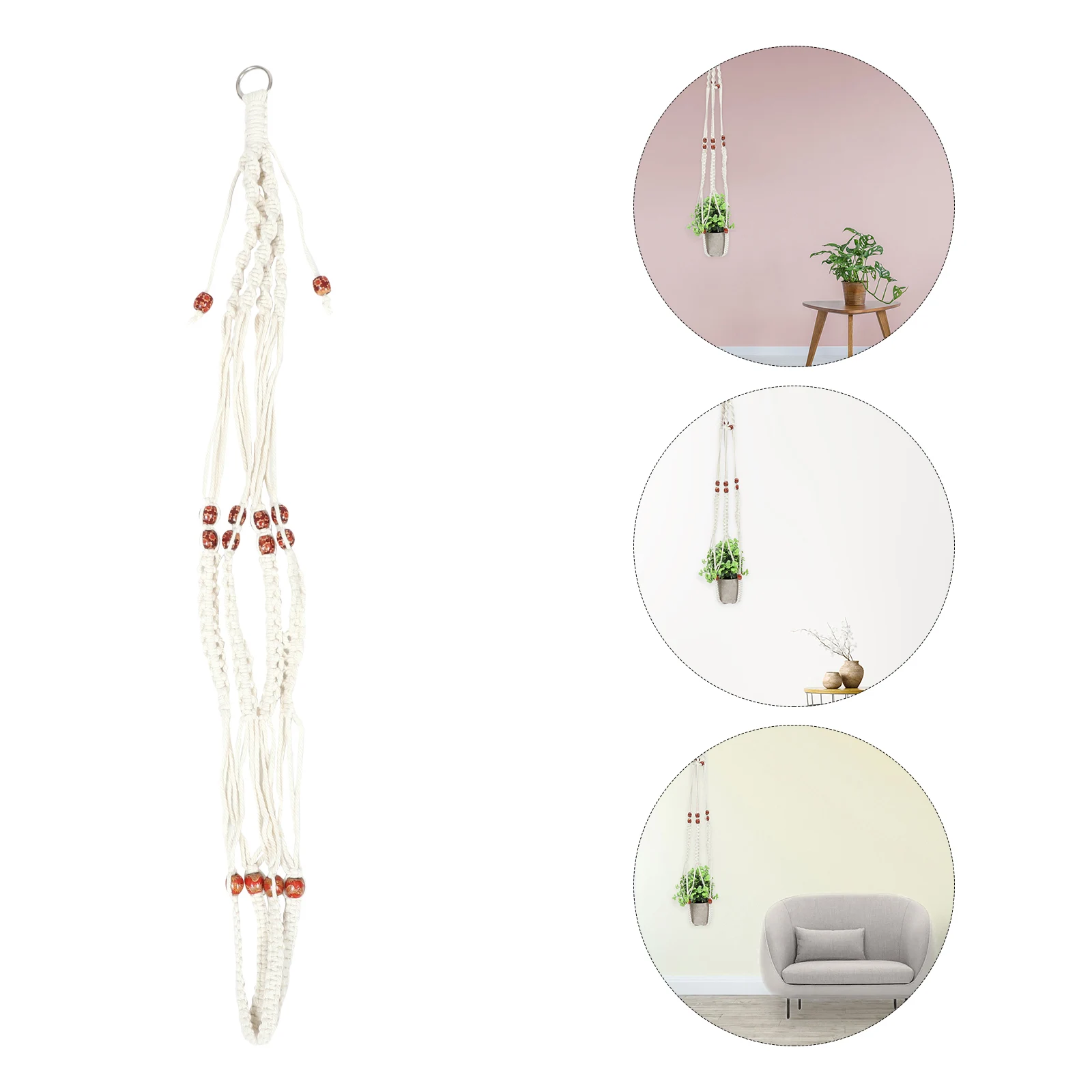 

Hanging Bag for Plants Durable Beaded Plant Hanger Indoor Outdoor Bohemian Decor Plant Hanger Bohemian Party Decorations