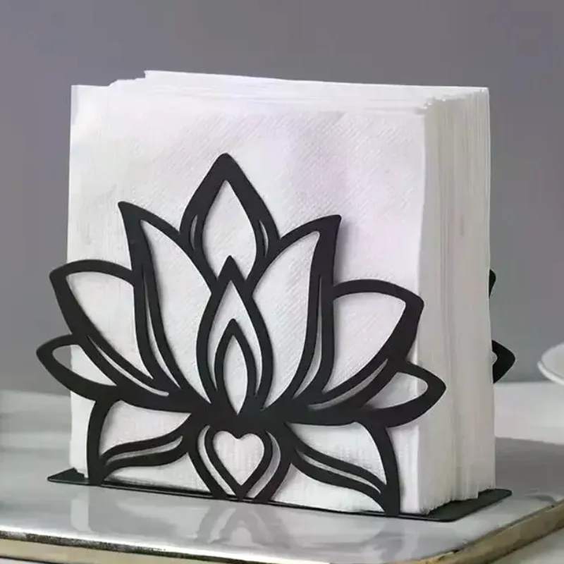 

1pc Elegant Metal Napkin Holder Lotus Flower Napkin Holder Kitchen Dining Tabletop Accessory Ideal For Home Restaurant Use