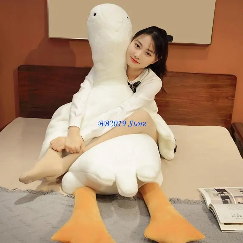 Q0KB Children Comfort Geese Plush Pillow with Washable Cover for Snuggling Sleeping