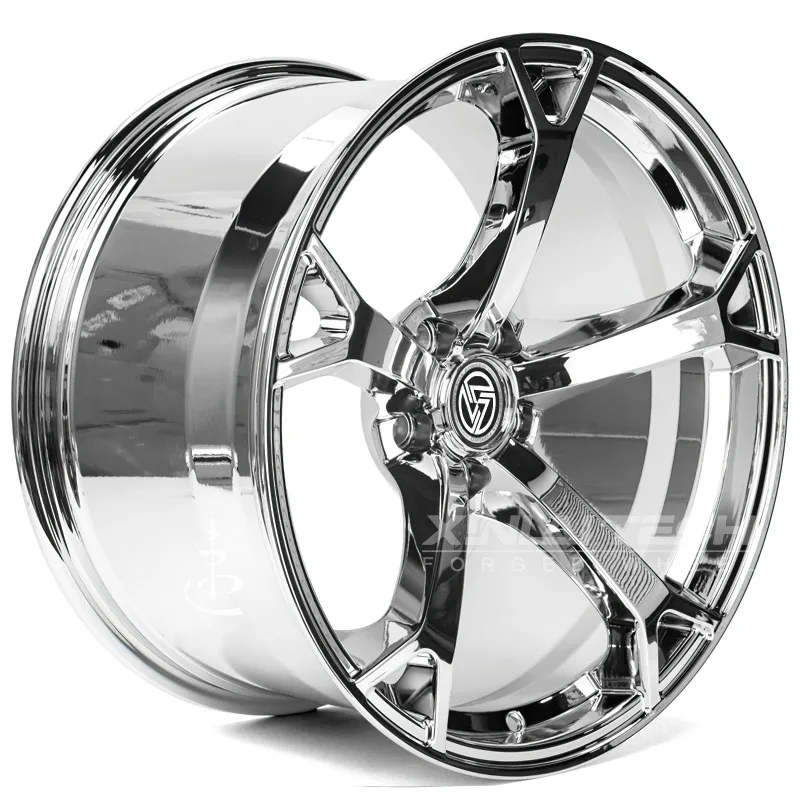 【2026】XINLAI 5 Spoke Chrome Alloy Wheels 19x8.5 20x9 21x10 5x114.3 5x120 5x112 Polished Silver Split Spoke For Tesla Model Y