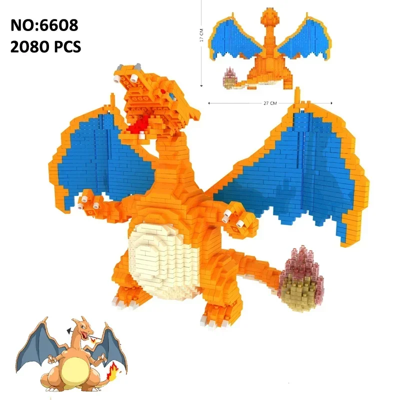 20 Designs Pokemon Building Blocks Pikachu Micro Blocks Cartoon Anime Diamond Building Toys Charizard Block Toy Game