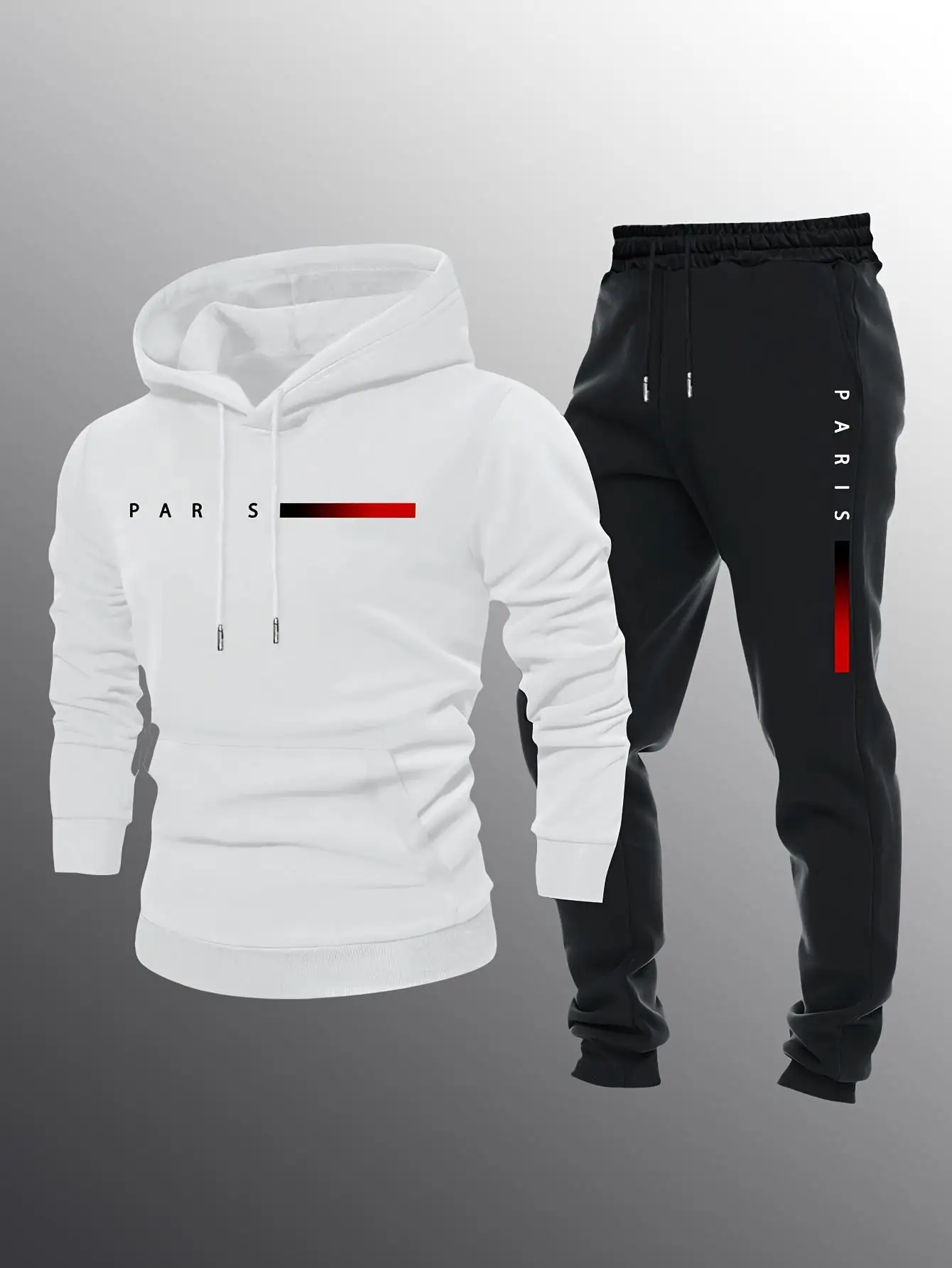 

New hoodie set casual and fashionable unisex Paris letter printed hoodie and drawstring sports set