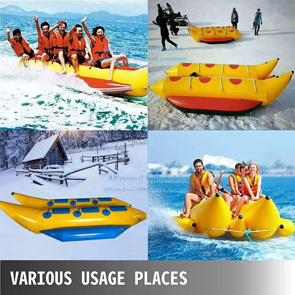 Opblaasbare 3/4/5/6/7/8 Seatyellow En Blauwe Vliegende Vissen Towable Tube Aquatische Bananenboot Water Voor Strand Waterpark Spel