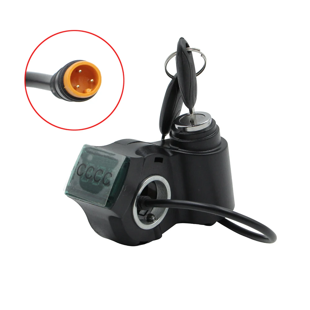 E-bike 3 Pin Water Proof Digital Display Voltmeter Ignition Key Lock Universal For KUGOO M4 M5 XiaoMi M365 Electric Scooter Part