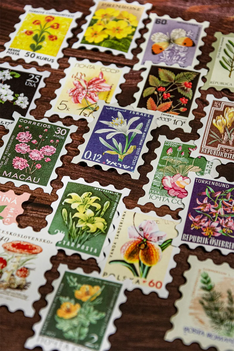 50 Blatt Philatelic Museum Series Briefmarken-Thema-Aufkleber, Scrapbooking-Material, handgefertigtes Tagebuch, Album, Junk Journal Supplies – Detail 17