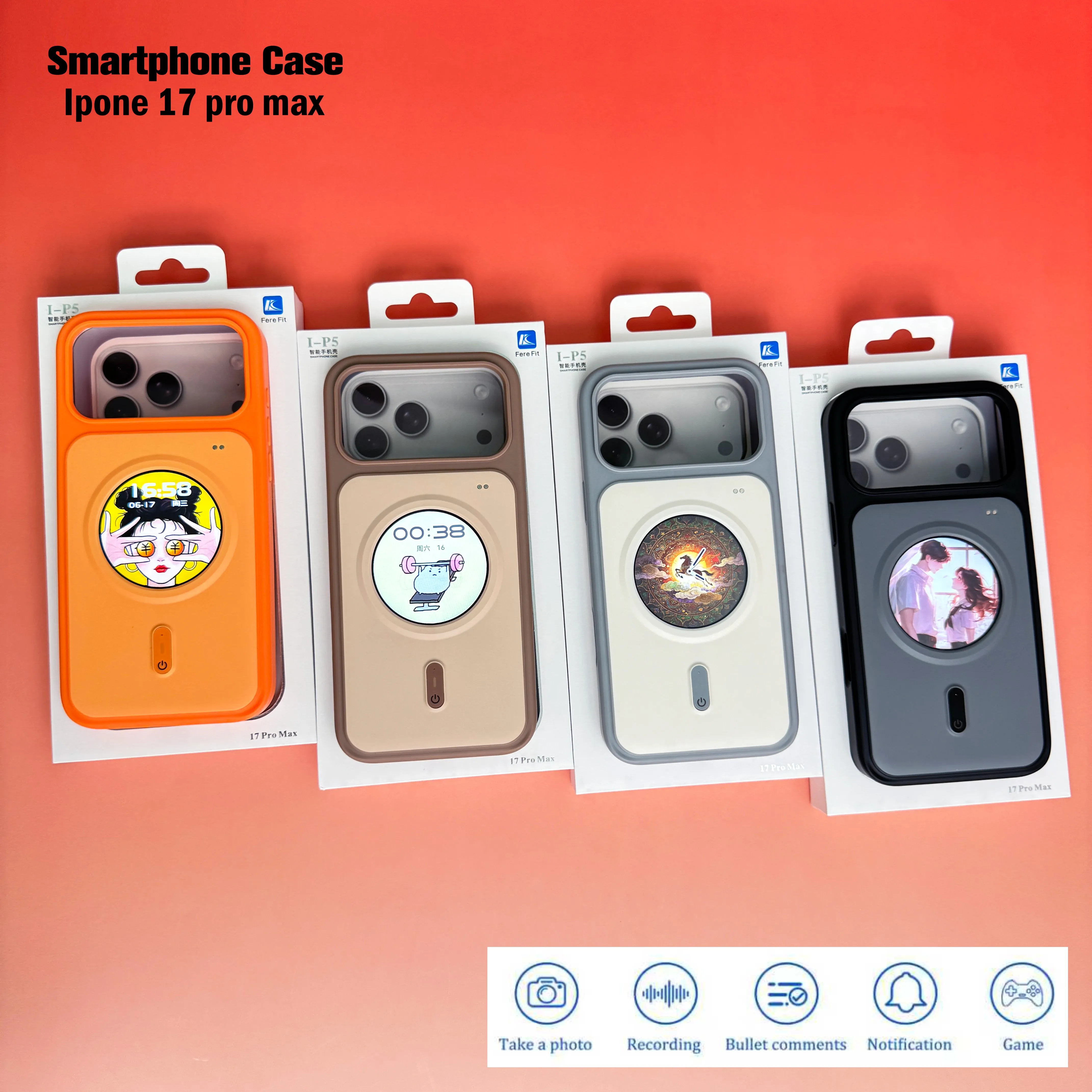 New Smart Phone Case Back Equied with Big Round Screen Download Switch Various Wallpaper Images For Iphone 17 Pro Max