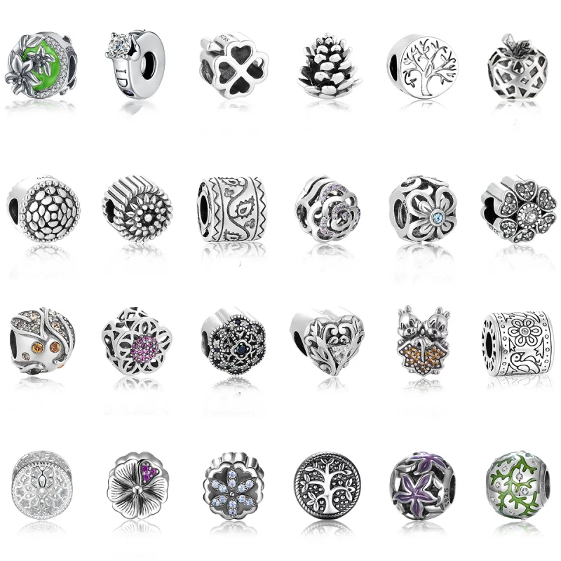 

925 Sterling Silver plant flowers pine cone Charms Christmas Pendant For Jewelry Making DIY Necklace Bracelet Key Chain Accesori