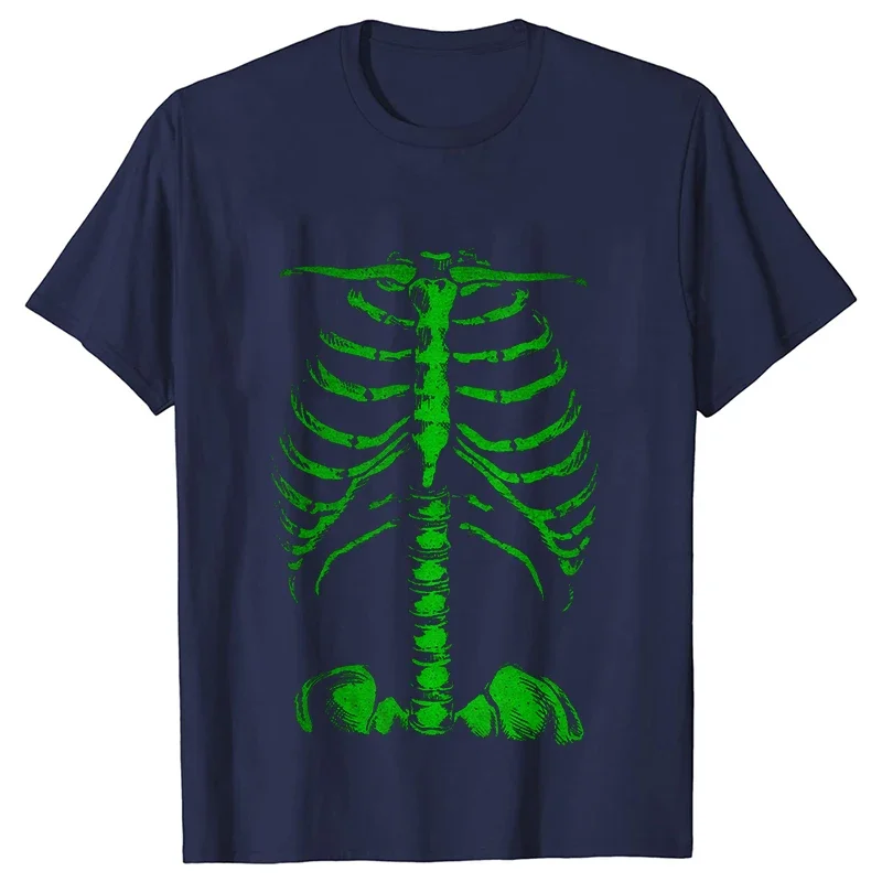 Men's Clothing Skeleton Rib Cage Print Men T-shirt Novelty Halloween Costume Unisex T-shirt O-neck Short Sleeve Clothes Male Top