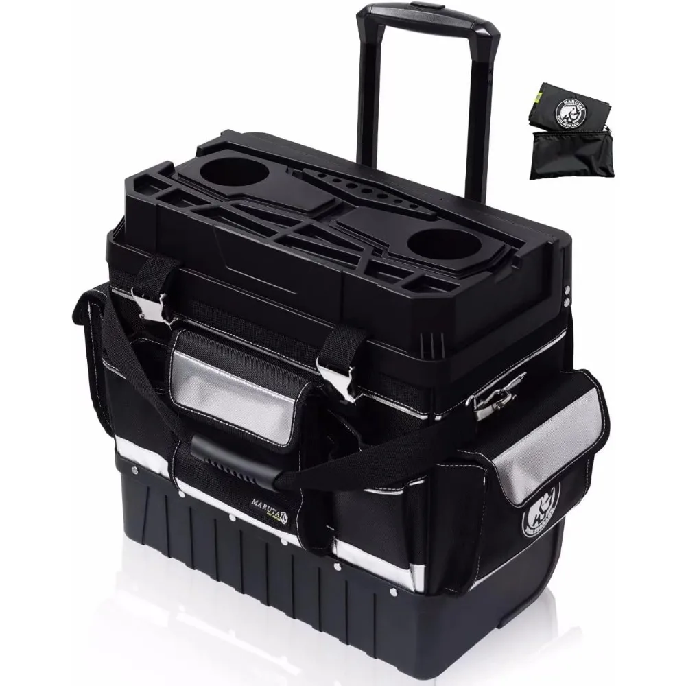 

18'' Rolling Tool Bag with Wheels, Tool Bags Organizer, with Telescopic Handle and Waterproof Cover, 330lbs Load Rated