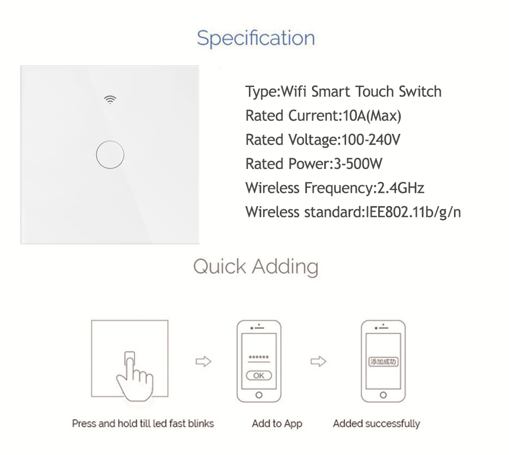 EU Tuya WiFi Smart Light Switch con pannello in vetro Touch Sensor Smart Wall Switch senza telecomando a filo neutro Google Home