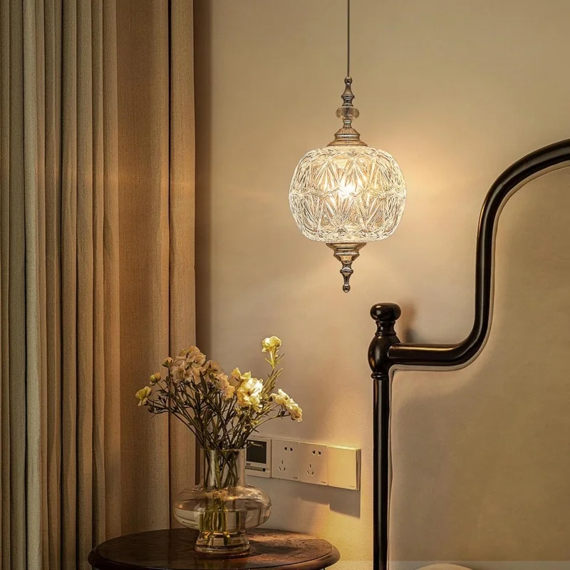 Modern Pendant Light Fixture Adjustable Vintage Ceiling Lamp Glass ShadesKitchen Island Dining Room Bedroom D8 Inche Chandelier