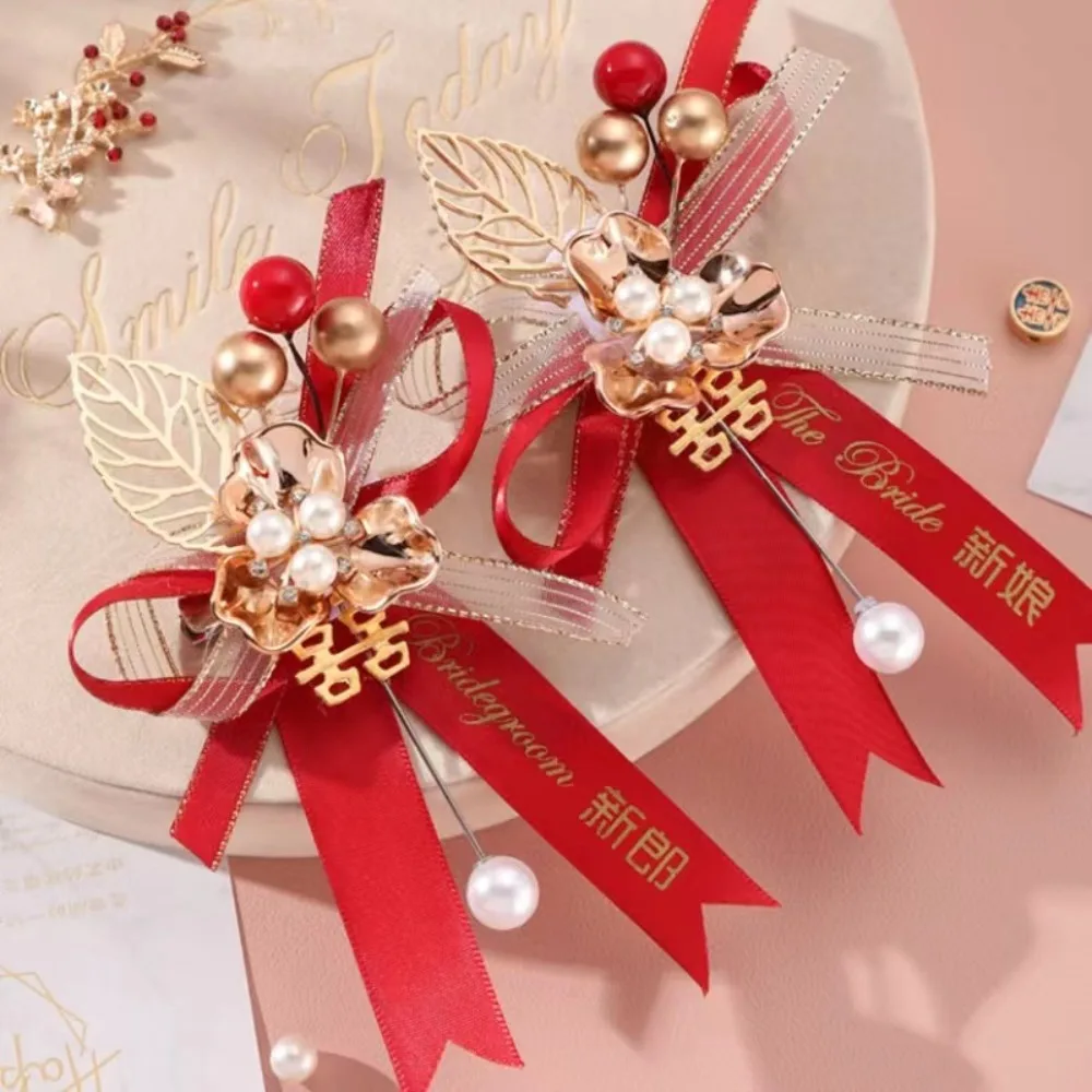 Fabric Elegant Simulation Flower Bridesmaid Parents Decorative Groom Brooch Chinese Style Corsage Bride Brooch Wedding Corsage