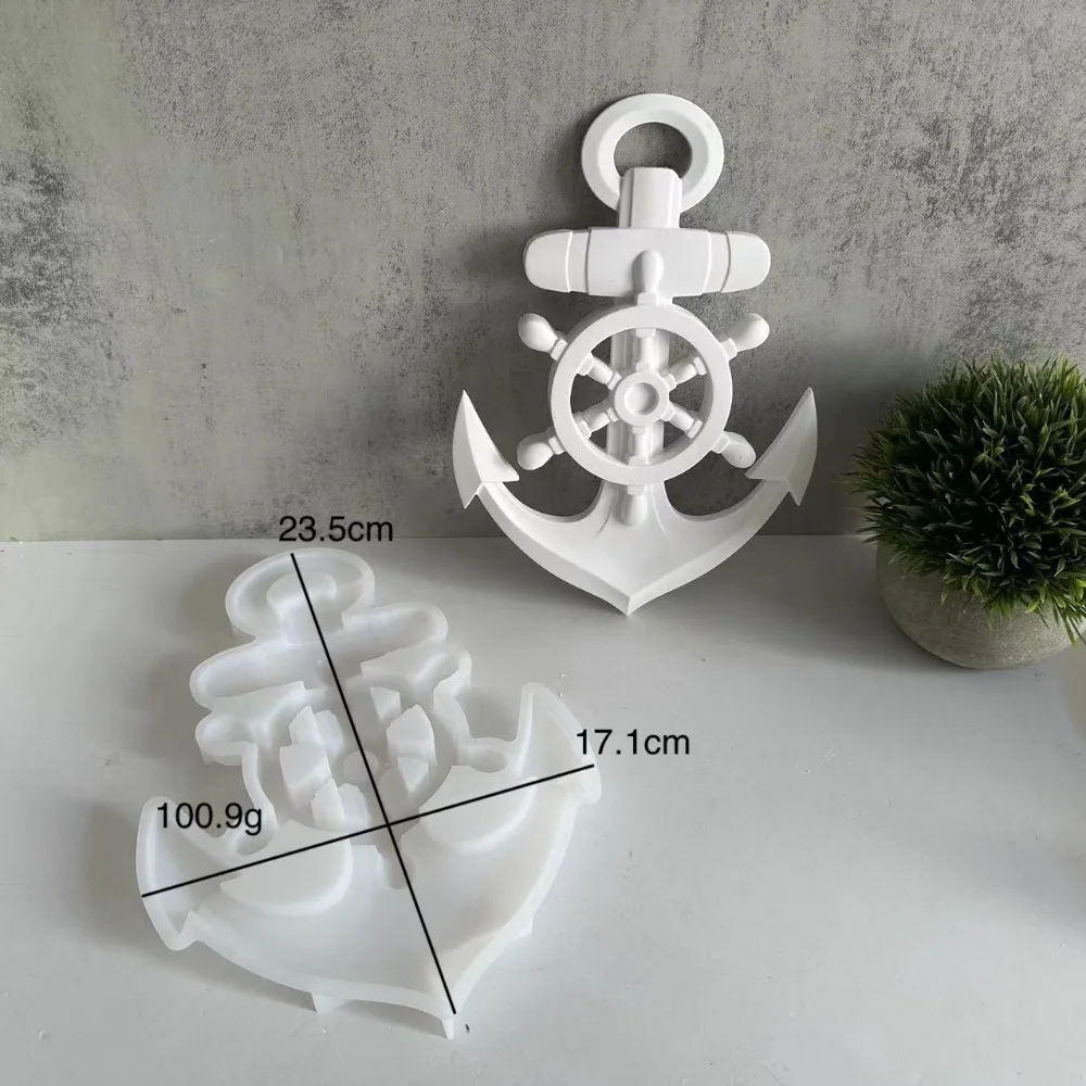 Large Three-dimensional Boat Anchor Pendant Silicone Mold DIY Plaster Cabinets Wall Desktop Home Decoration Epoxy Resin Molds