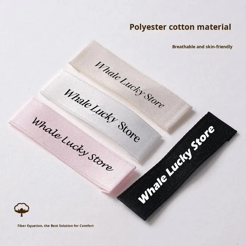 Custom Logo Clothing Labels - Soft Skin-Friendly Polyester Cotton, Silk Screen Printed for Children's Wear & Garment, Eco-Friend