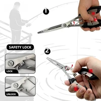 Multifunctional Fishing Pliers Featuring a Long-Nose Design for Hook Removal; Includes a Safety Lanyard. Lure Pliers. 3