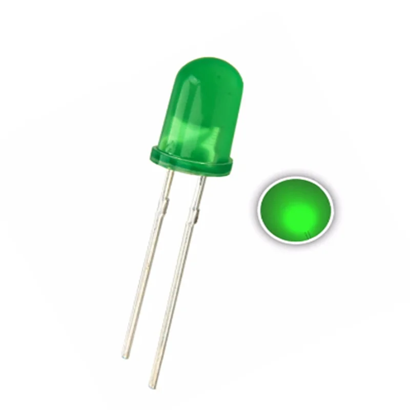 

New 100pcs 5mm Green Diffused Led Round Top Light-emitting Diode Dip Through Hole Lamp