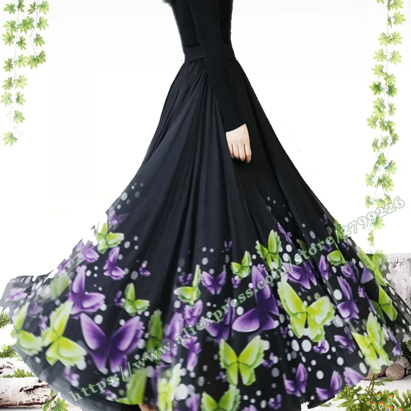 Female Print Skirt 2024 Summer women's Long Skirt Large Plus Size Big Hem Mesh Floral Pattern Maxi Skirt for Womens