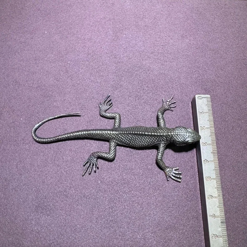 Little Fairy/ Imitate Ancient Solid Brass Lizard Play Ornament Tea Pet Miniature Retro Statue Handmade Desktop Home Crafts Gift