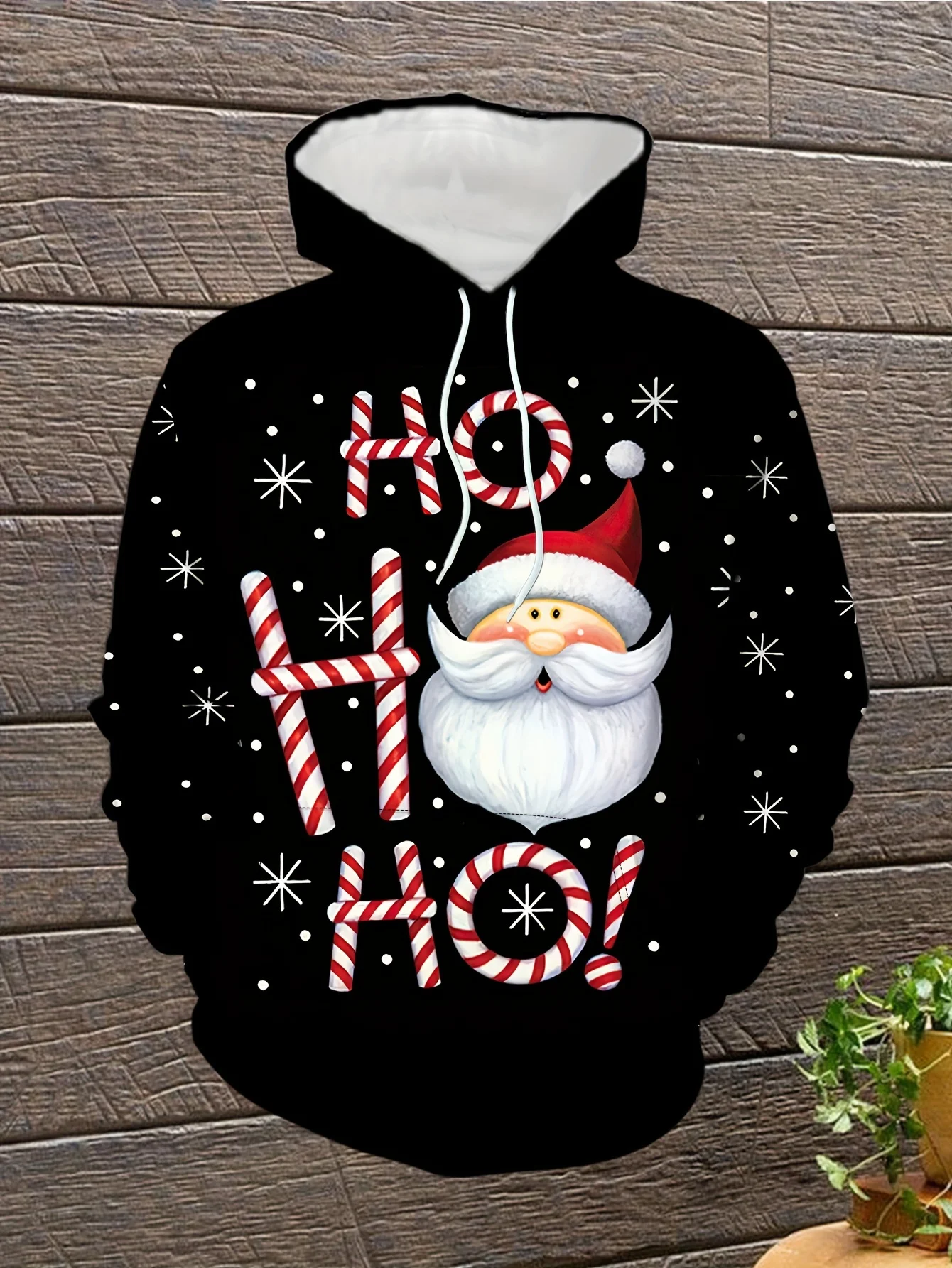 Sudaderas con capucha de Navidad para hombre, sudaderas con capucha con estampado 3D de Papá Noel, Tops con cordón, ropa deportiva informal