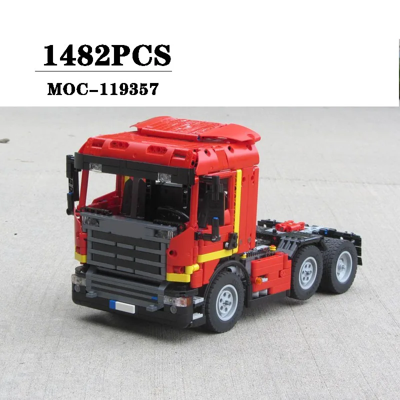 Building Block MOC-119357 Truck Trailer Head Assembly Model 1482PCS Boys Puzzle Education Birthday Christmas Toy Gift Ornaments