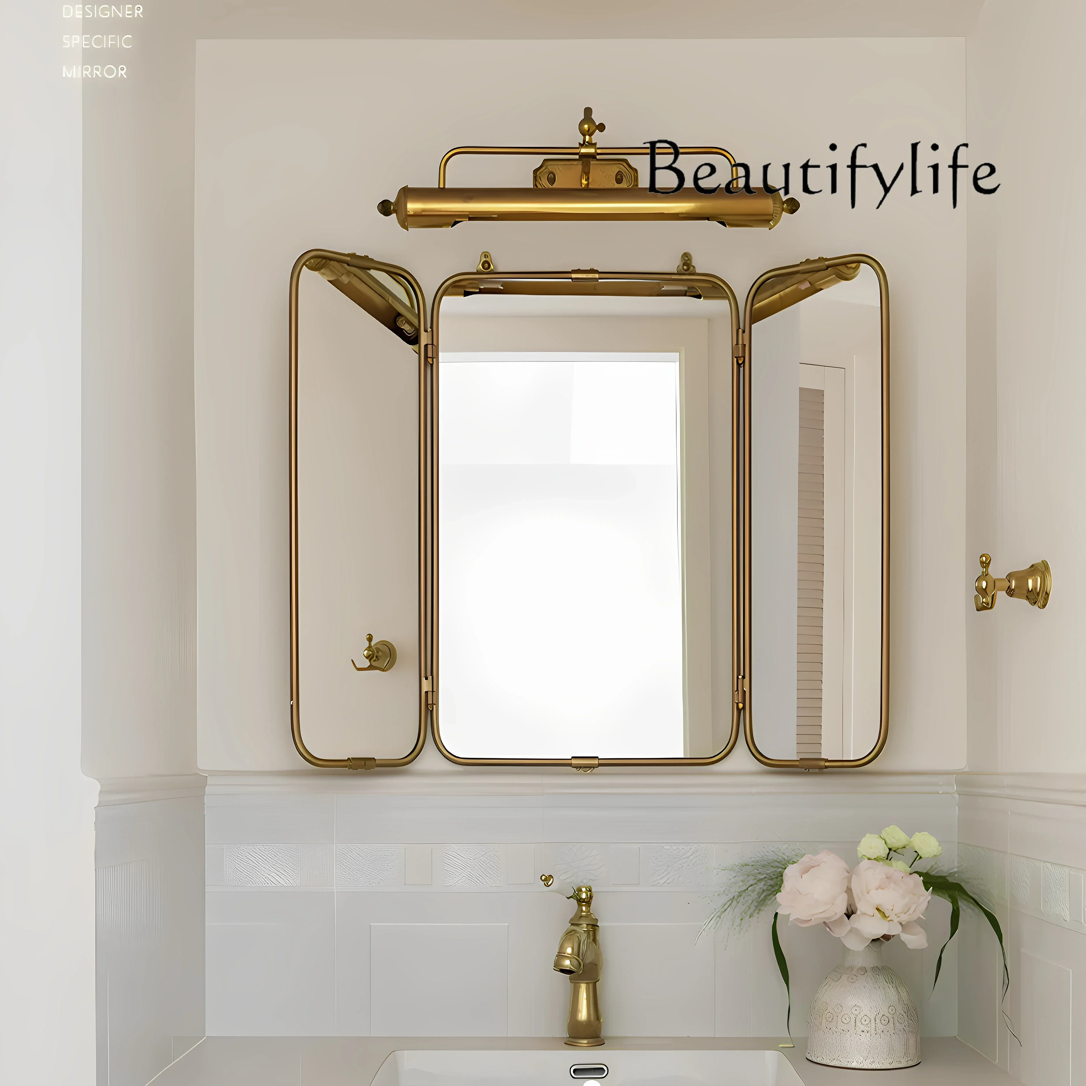 hotel triple folding bathroom mirror high definition art mirror bathroom