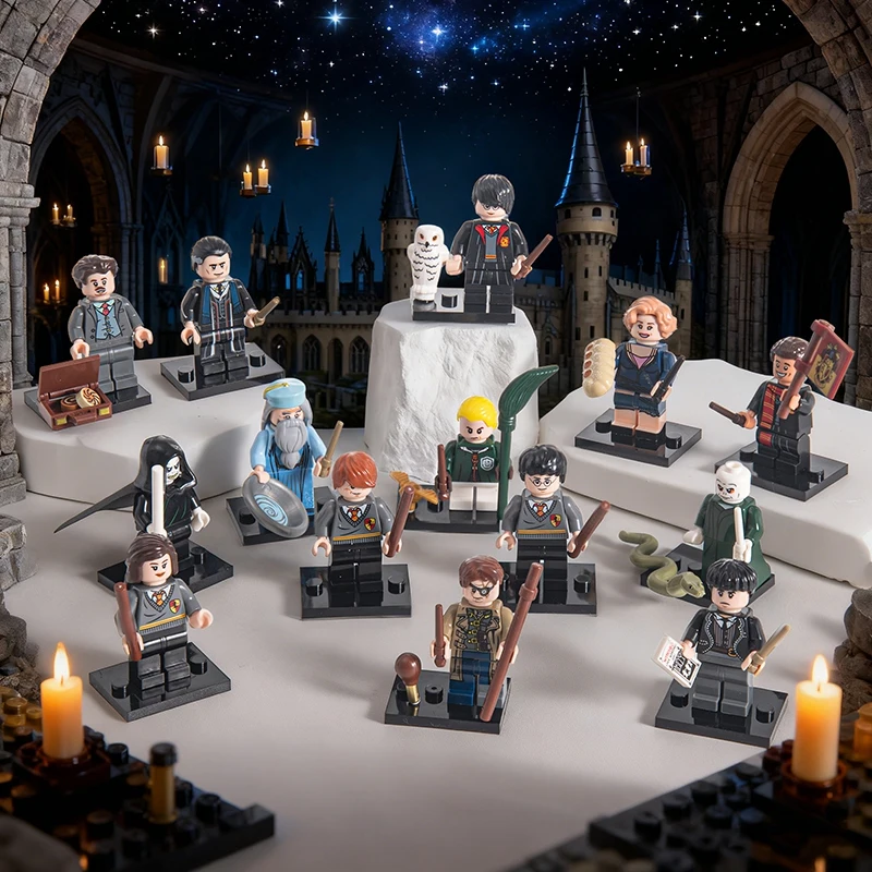 Figuras 3D de Harry Potter, adorno de bloques de construcción, Dumbledore Neville, accesorios de escritorio para el hogar, regalos de cumpleaños para seguidores