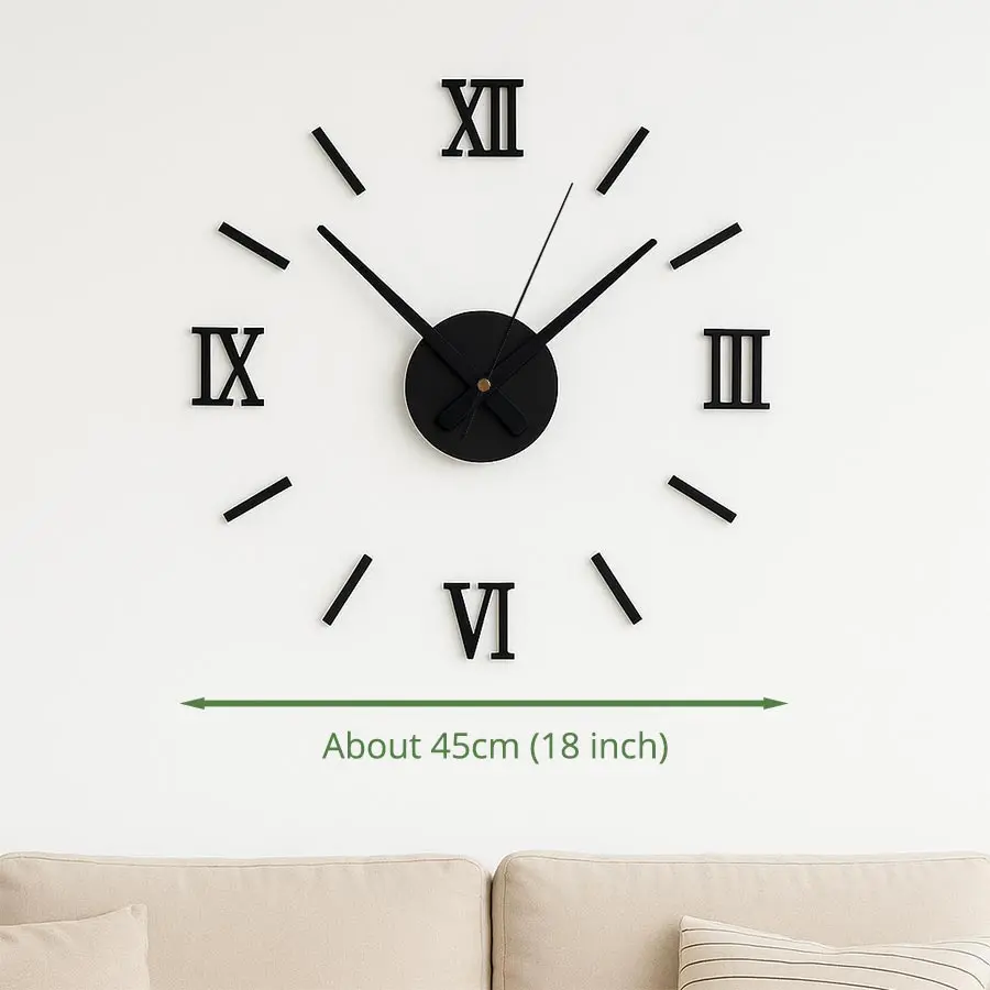 Modern Minimalist 3D Roman Numeral Wall Clock DIY Acrylic Mirror Wall Stickers Large Decorative Clock for Living Room